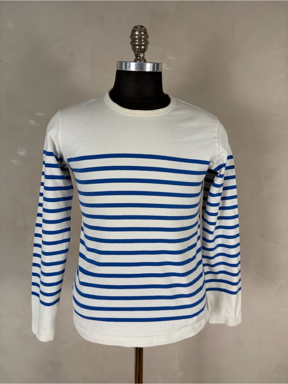 Uniqlo White Blue Striped Long Sleeve Top Nautical Breton Style